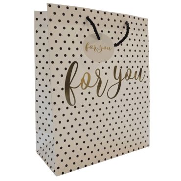 Sac cadeau "For You" avec écriture dorée | jourdefete.com