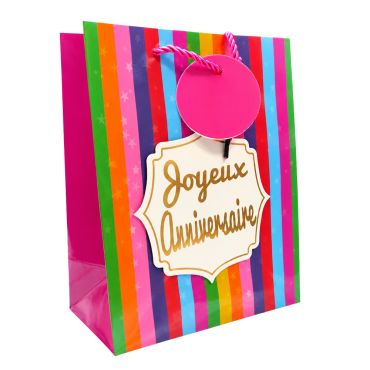 Sac cadeau kraft en papier - Joyeux Anniversaire Pop - Taille S Sac cadeau kraft en papier - Joyeux Anniversaire Pop - Taille S