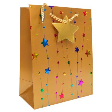 Sac cadeau kraft en papier - Étoiles Multicolores - Taille S Sac cadeau kraft en papier - Étoiles Multicolores - Taille S
