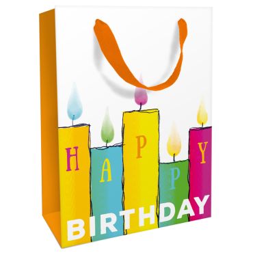 Sac cadeau grande taille Bougies colorées pour anniversaire | jourdefete.com