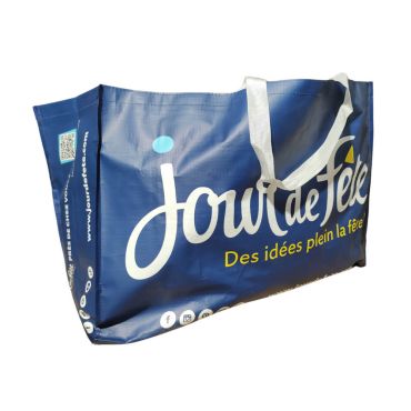 Sac cabas bleu Jour de Fête avec logo et slogan | jourdefete.com