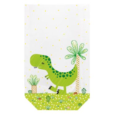Sachet transparent décoré de dinosaures avec clips | jourdefete.com