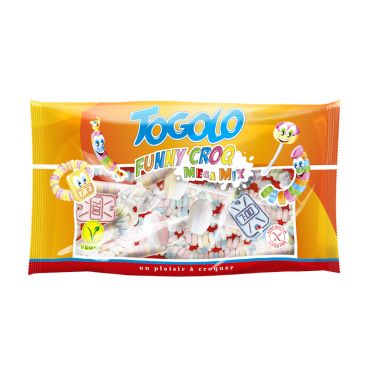 Assortiment "Funny Croq Mega Mix" de TOGOLO pour des bonbons en dextrose colorés | jourdefete.com