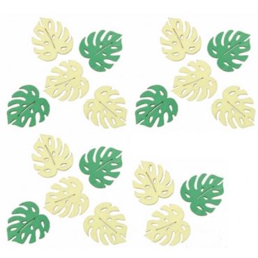 Sachet de 18 Confettis en Bois - Feuilles Tropicales | jourdefete.com