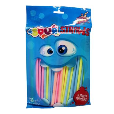Bonbons en forme de pailles colorées acidulées Sour Straws en sachet | jourdefete.com