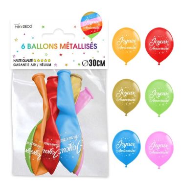 ballons-multicolore-métallisé-joyeux-anniversaire | jourdefete.com