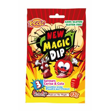 Sucettes TOGOLO "Magic Dip" avec poudre pétillante saveur cerise et cola | jourdefete.com