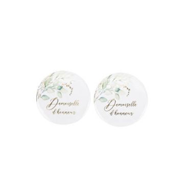 2 badges demoiselles d'honneur sauge green et or | jourdefete.com