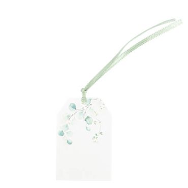 10 Étiquettes Sauge Green Blanc, Vert Sauge 6 x 4 cm + Ruban Satin Vert Sauge | jourdefete.com