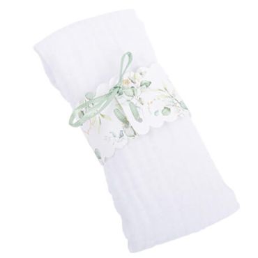 10 Ronds de Serviette Sauge Green Blancs, Vert Sauge et Or 16 x 4 cm + Ruban Satin Vert Sauge | jourdefete.com