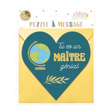 Puzzle message pour Maître génial avec globe et décor doré | jourdefete.com