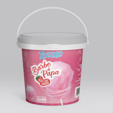 Seau de barbe à papa à la fraise Togolo, douceur sucrée au goût de fraise | jourdefete.com