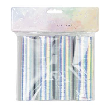 sachet de 4 rouleaux de serpentins de couleur iridescent | jourdefete.com