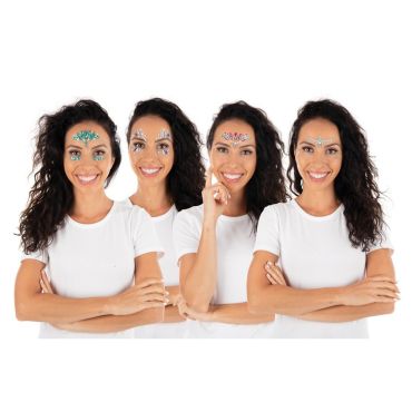 Strass adhésifs pour maquillage du visage en plusieurs motifs | jourdefete.com