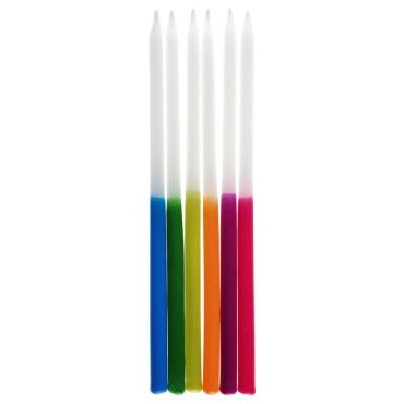 Lot de 12 bougies bicolores anniversaire aux couleurs blanches et vives | jourdefete.com