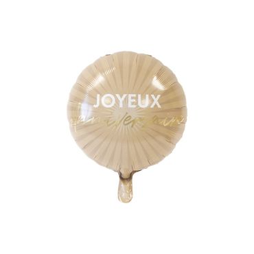 Ballon mylar beige Joyeux Anniversaire de 45 cm | jourdefete.com