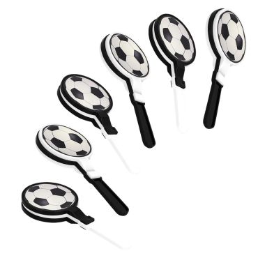 Lot de 6 claquettes de main en plastique avec motif ballon de football noir et blanc pour supporter | jourdefete.com