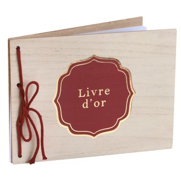 Livre d’or mariage en bois aubépine | jourdefete.com
