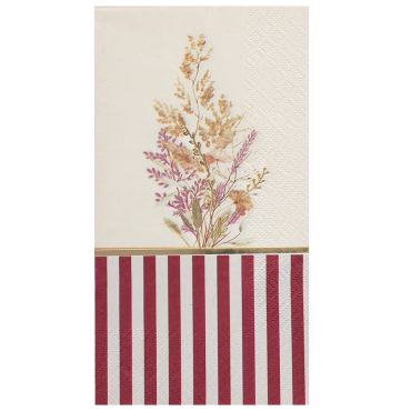 Serviettes papier mariage motif floral rouge et or collection Aubépine | jourdefete.com