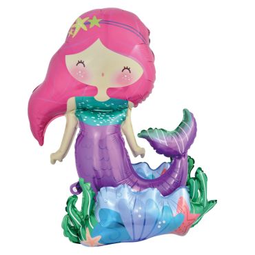 Ballon 3D Sirène rose et violette pour décoration de fête | jourdefete.com