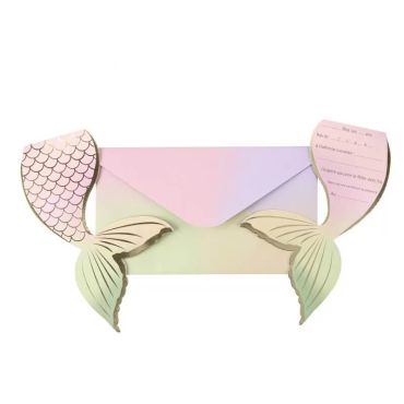 8 invitations anniversaire sirène