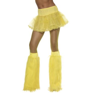 Couvre-bottes Années 80 en Peluche Fluo Jaune