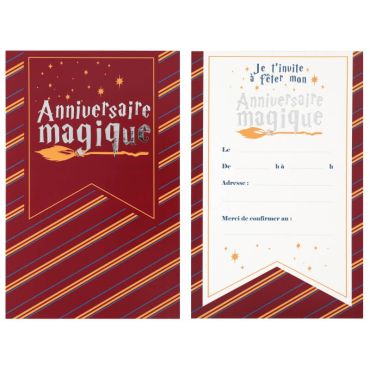Lot de 6 cartons d'invitation - Sorcier | jourdefete.com