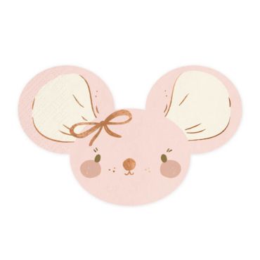 20 serviettes en papier souris rose | jourdefete.com