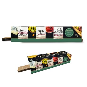 Coffret Apéro Style Bistrot avec planche en bambou et ramequins en verre | jourdefete.com