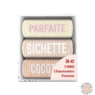 Coffret chaussettes paillettes Parfaite Bichette Cocotte | jourdefete.com