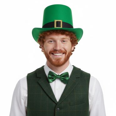 Chapeau Haut-de-Forme Irlandais Saint-Patrick, vert avec boucle dorée | jourdefete.com
