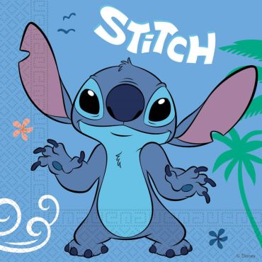 Placez ces serviettes bleues avec Stitch et Angel sur la table d'anniversaire de votre enfant | jourdefete.com