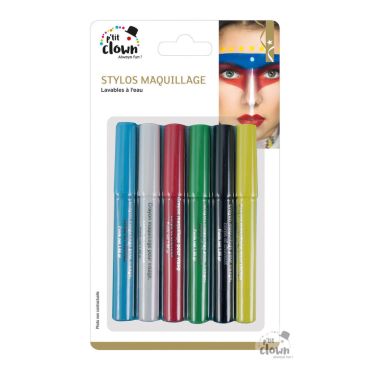 Stylos maquillage lavables à l’eau - set de 6 couleurs vibrantes | jourdefete.com