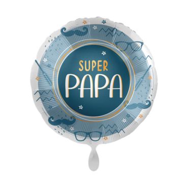 Gonflez ce splendide ballon au fond bleu et avec la mention "Super Papa" pour la fête des pères | jourdefete.com