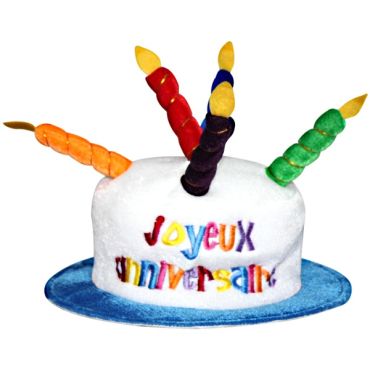 Chapeau Joyeux anniversaire blanc