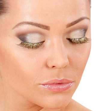 Faux cils dorés pour maquillage de fête scintillant | jourdefete.com
