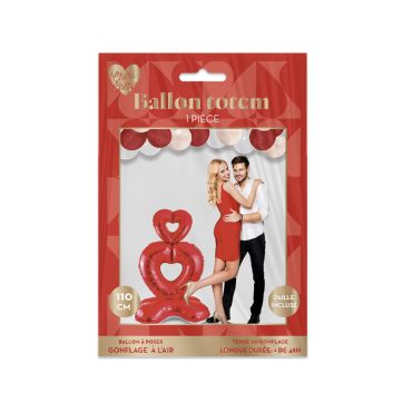 Ballon totem rouge avec cœurs entrelacés pour la Saint-Valentin | jourdefete.com