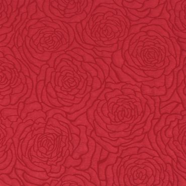 Chemin de table jacquard rouge motifs roses Saint-Valentin | jourdefete.com