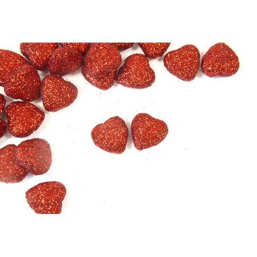 Cœurs décoratifs pailletés rouges 20 mm pour décoration de Saint-Valentin | jourdefete.com