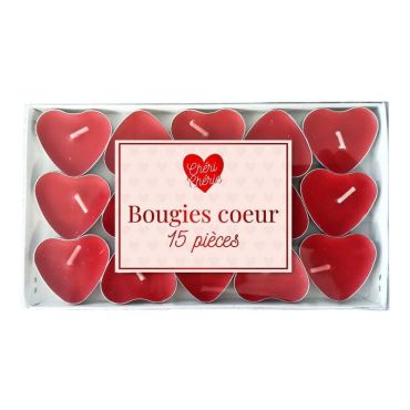 Un pack de 15 bougies en forme de cœur pour la Saint-Valentin | jourdefete.com