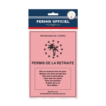 Permis de la Retraite, cadeau humoristique pour départ en retraite | jourdefete.com