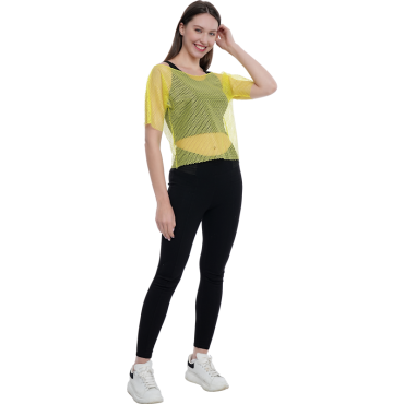  T-shirt en résille jaune fluo pour soirées | jourdefete.com