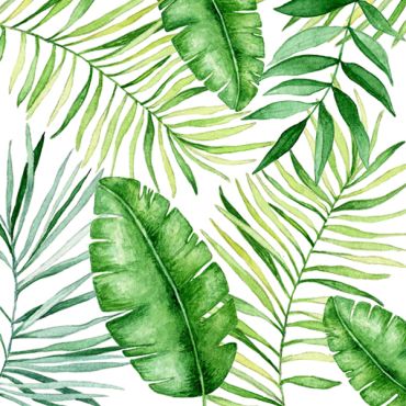 Serviettes Jungle 33 x 33 cm aux motifs de feuilles tropicales | jourdefete.com