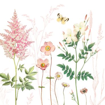 Serviettes motif fleurs pastel et papillons | jourdefete.com