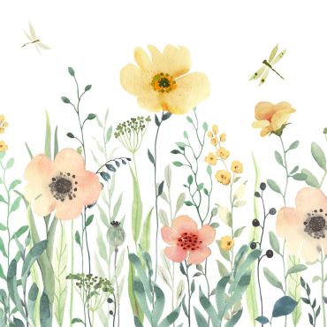 Serviettes en papier avec motifs de fleurs des champs en aquarelle | jourdefete.com