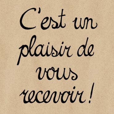 Serviettes "C'est un plaisir de vous recevoir !" avec typographie élégante | jourdefete.com