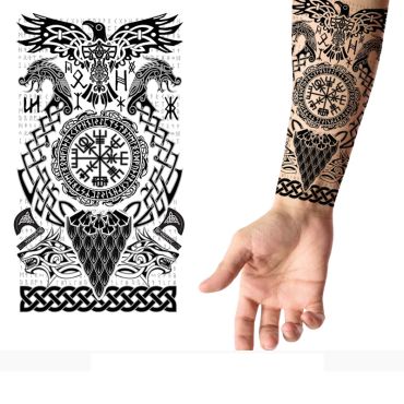 Tatouage de viking temporaire avec motifs nordiques 14x30 cm | jourdefete.com