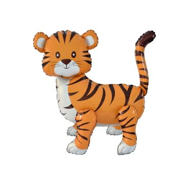 Ballon air 3D tigre orange rayé, déco jungle pour fête d'enfants | jourdefete.com