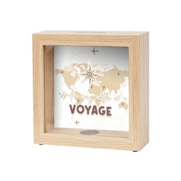 Tirelire déco Ma cagnotte à VOYAGE avec carte du monde | jourdefete.com