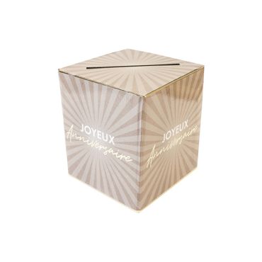 Tirelire Joyeux Anniversaire en carton avec ouverture pour collecte de contributions | jourdefete.com